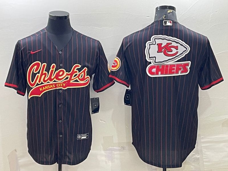 Men Kansas City Chiefs Blank Black Stripe 2022 Nike Co branded NFL Jersey